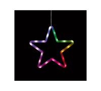Premier - Lit Neon Star Window Decoration 20 LED - 28cm Multi Coloured