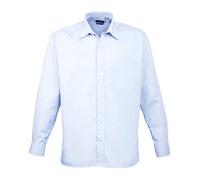 Premier Long Sleeve Poplin Shirt Light Blue Classic Fit Formal Workwear