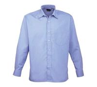 Premier Long Sleeve Poplin Shirt Mid Blue Classic Fit Formal Workwear