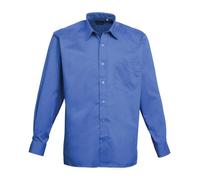 Premier Long Sleeve Poplin Shirt Royal Classic Fit Formal Collar BSCI Certified