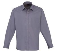 Premier Long Sleeve Poplin Shirt Steel Classic Fit Formal Collar BSCI Certified