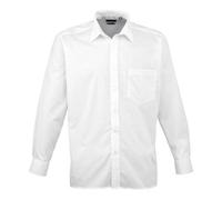 Premier Long Sleeve Poplin Shirt White Classic Fit Formal Collar BSCI Certified