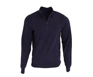 Premier Mens 1/4 Zip Neck Knitted Sweater (L) (Navy)