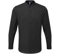 Premier Men's Banded Collared Long-Sleeved Shirt in Black | Size: Small Premier Black S