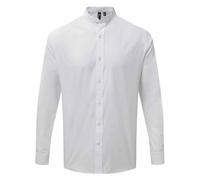 Premier Men's Banded Collared Long-Sleeved Shirt in White | Size: Small Premier White S