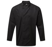 Premier Men's Chefs Coolchecker Long Sleeve Jacket in Black | Size: XS Premier Black XS