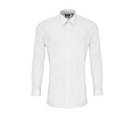 Premier Men's Colours Poplin Fitted Long-Sleeved Shirt in White | Size: 15.5 in Premier White 15.5 in