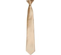 Premier Men's Colours Satin Clip Tie in Khaki Premier Khaki One Size