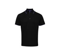 Premier Men's Contrast Coolchecker Polo Shirt in Black | Size: XL Premier Black XL