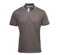 Premier Mens Contrast Coolchecker Polo Shirt (Dark Grey/Silver) - Size Small