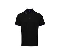 Premier Men's Contrast Coolchecker Polo Shirt in Black | Size: Medium Premier Black M