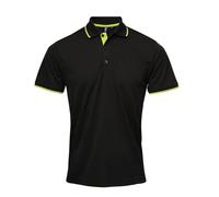 Premier Men's Contrast Coolchecker Polo Shirt in Black | Size: Medium Premier Black M