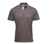Premier Mens Coolchecker Contrast Pique Polo Shirt (Dark Grey/Silver) - Size Large