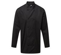 Premier Men's Coolchecker Long-Sleeved Chef Jacket in Black | Size: Large Premier Black L