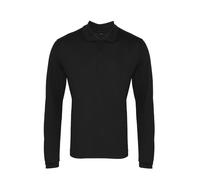 (XL, Black) Premier Mens Coolchecker Pique Long-Sleeved Polo Shirt