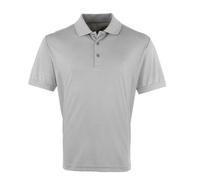 Premier Men's Coolchecker Pique Polo Shirt in Silver | Size: Large Premier Silver L