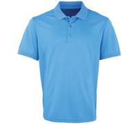 (M, Sapphire) Premier Mens Coolchecker Pique Short-Sleeved Polo Shirt