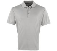 Premier Mens Coolchecker Pique Short-Sleeved Polo Shirt (XL) (Silver)