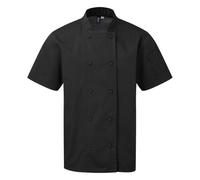 Premier Men's Coolchecker Short-Sleeved Chef Jacket in Black | Size: Large Premier Black L