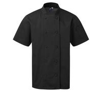 Premier Men's Coolchecker Short-Sleeved Chef Jacket in Black | Size: Large Premier Black L