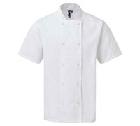 Premier Men's Coolchecker Short-Sleeved Chef Jacket in White | Size: Small Premier White S
