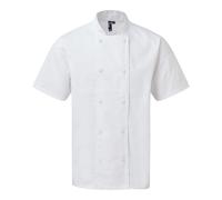 Premier Men's Coolchecker Short-Sleeved Chef Jacket in White | Size: XL Premier White XL