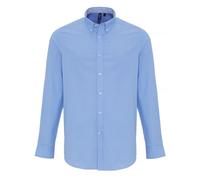 (2XL, Light Blue) Premier Mens Cotton Rich Oxford Stripe Shirt