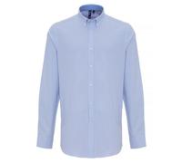 Premier Men's Cotton Rich Oxford Stripe Shirt in White | Size: Medium Premier White M