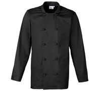 Premier Men's Cuisine Long Sleeve Chefs Jacket in Black | Size: 3XL Premier Black 3XL