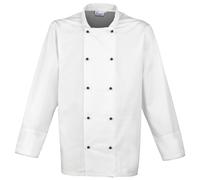 Premier Men's Cuisine Long Sleeve Chefs Jacket in White | Size: Medium Premier White M