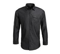 Premier Men's Denim Contrast Stitching Shirt in True Black | Size: Small Premier True Black S