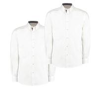 Premier Men's Full Sleeve Slim Fit Cuffs Contrast Premium Oxford Shirt (as8, Alpha, x_l, Regular, Regular, White (Pack of 2 Same Colours))