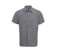 Premier Men's Gingham Cotton Short-Sleeved Shirt in Black | Size: Large Premier Black L