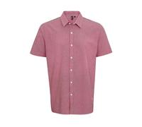 Premier Mens Gingham Cotton Short-Sleeved Shirt (Red/White) - Size Small