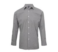 Premier Men's Gingham Long-Sleeved Shirt in Black | Size: Large Premier Black L