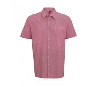 Premier Mens Gingham Short Sleeve Shirt (Red/White) Cotton - Size X-Small