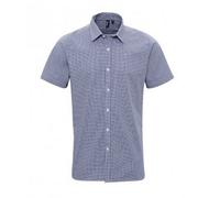 Premier Mens Gingham Short Sleeve Shirt (Navy/White) Cotton - Size 3XL