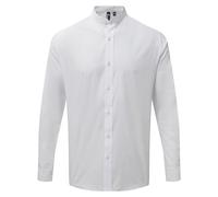 Premier Mens Grandad Collar Long-Sleeved Shirt (XS) (White)