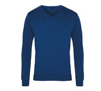 Premier Mens Knitted Cotton Acrylic V Neck Sweatshirt (Royal Blue) - Size X-Small