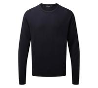 (XXL, Navy) Premier Mens Knitted Cotton Crew Neck Sweatshirt