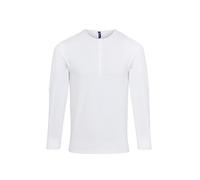 Premier Men's Long John Roll Sleeve T-Shirt in White | Size: Small Premier White S