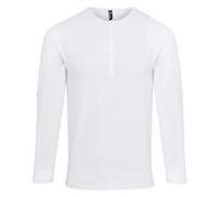 (2XL, White) Premier Mens Long John Roll Sleeve Tee