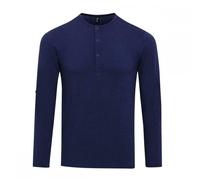 Premier Men's Long Roll Sleeve T-Shirt 100% Cotton Collarless Button Uniform Tee