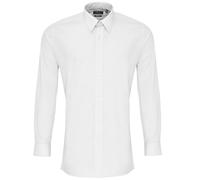 Premier Men's Long Sleeve Fitted Poplin Work Shirt in White | Size: 15.5 in Premier White 15.5 in