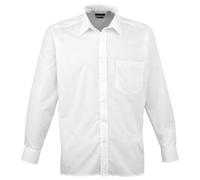 Premierstar Men's Long Sleeve Formal Plain Poplin Work Shirt Size 18 White