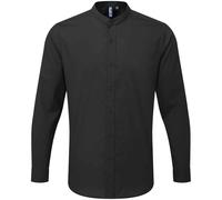 Premier Men's Long Sleeve Grandad Shirt in Black | Size: Small Premier Black S