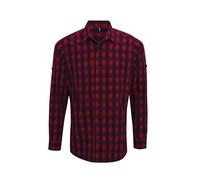Premier Mens Long Sleeve Mulligan Check Cotton Bar Shirt Poplin Casual Work Wear