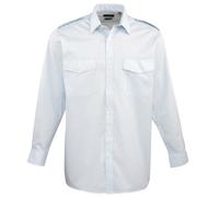 Premier Mens Long Sleeve Pilot Plain Work Shirt (19) (Light Blue)