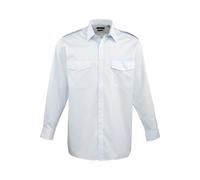 Premier Men's Long Sleeve Pilot Plain Work Shirt in Light Blue Premier Light Blue One Size