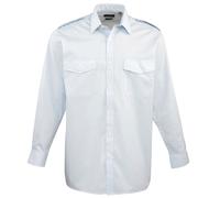 Premier Men's Long Sleeve Pilot Plain Work Shirt in Light Blue | Size: 15 inches Premier Light Blue 15 inches